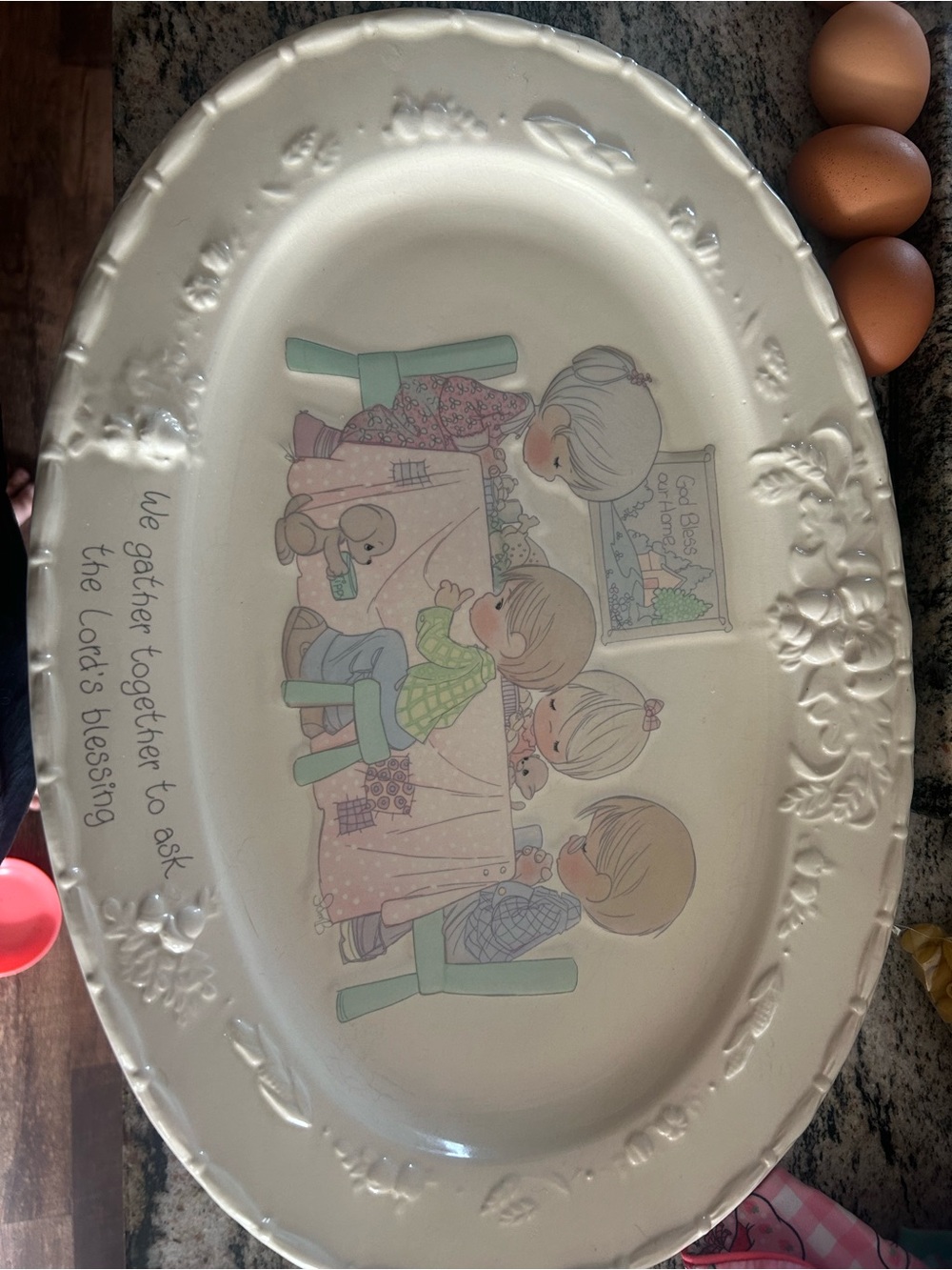 Royal Doulton Cream Platter with Pastel Family Illustration